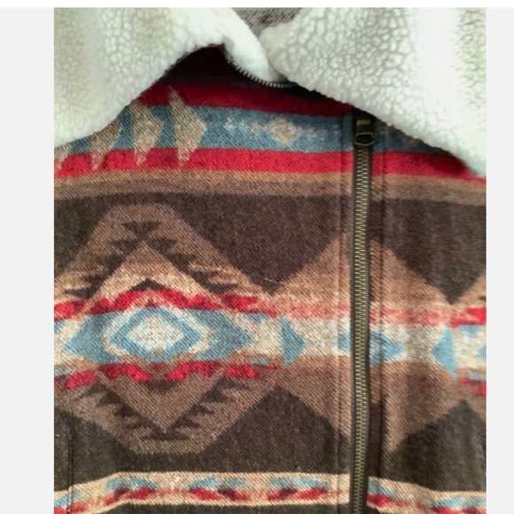 RALPH LAUREN JEANS ZIP UP CROPPED MOTO AZTEC JACKET SIZE US L - Picture 3 of 9